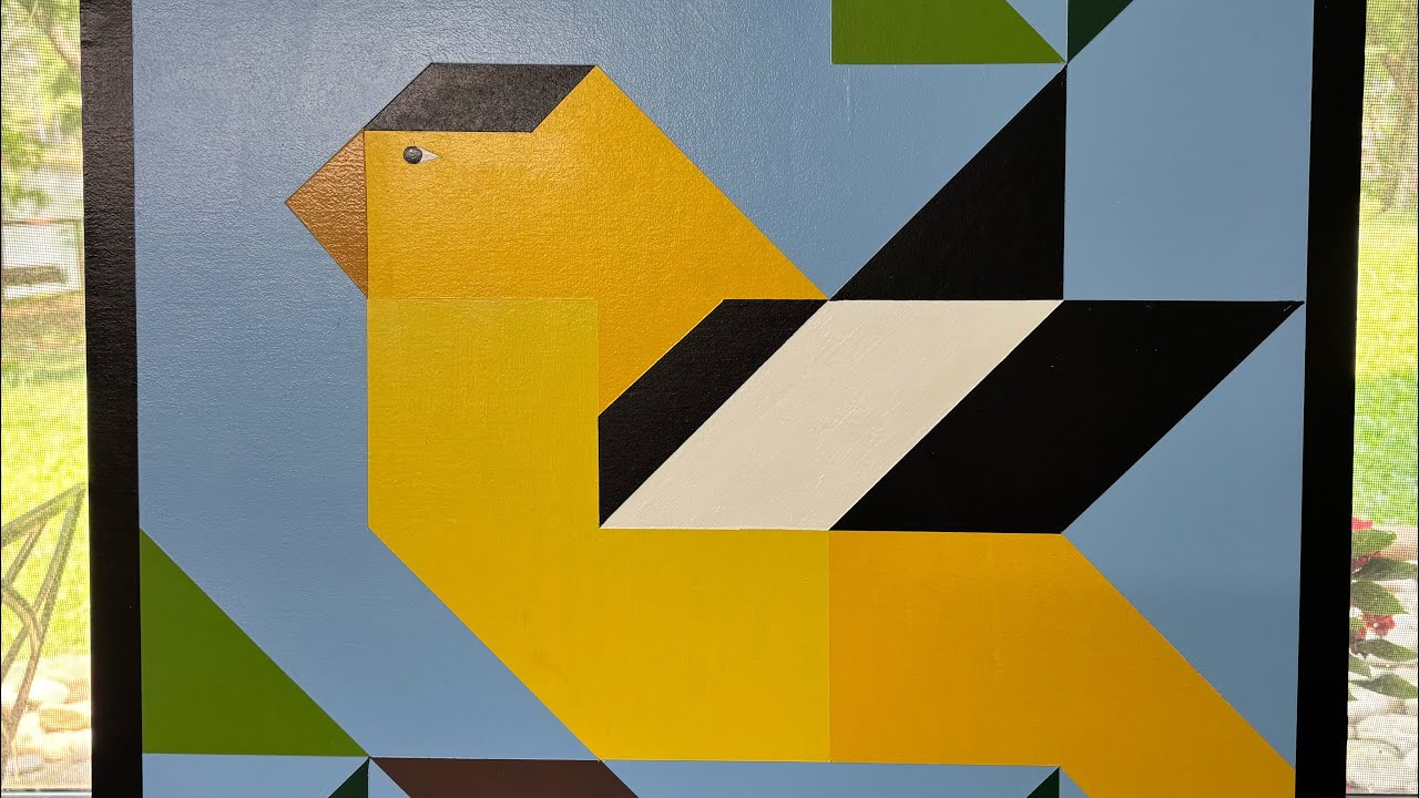 Barn Quilt 🦜🐦 ⬛Goldfinch 🐦 ⬛🦜 Video #123