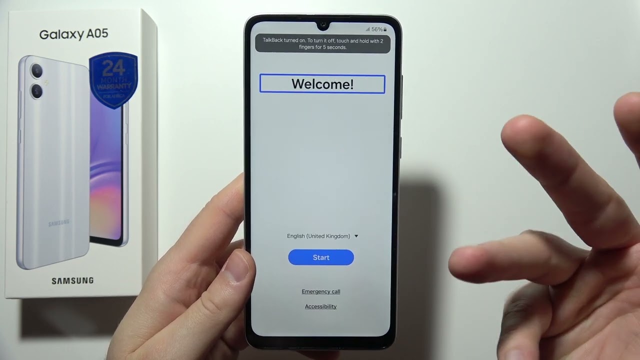 SAMSUNG A05: Wyłącz Talkback podczas pierwszej konfiguracji