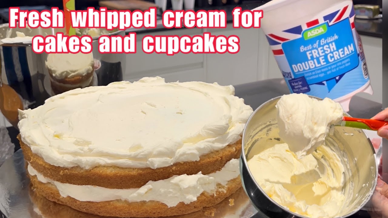 Whipped fresh double cream for cakes and cupcakes/ no buttercream @Asda  #freshcream #whippedcream