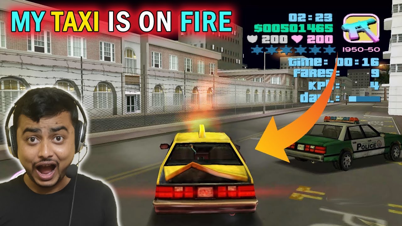 MY TAXI IS ON FIRE IN GTA VICE CITY | TAXI RIDE MISSION IN GTA VICE CITY GAMEPLAY