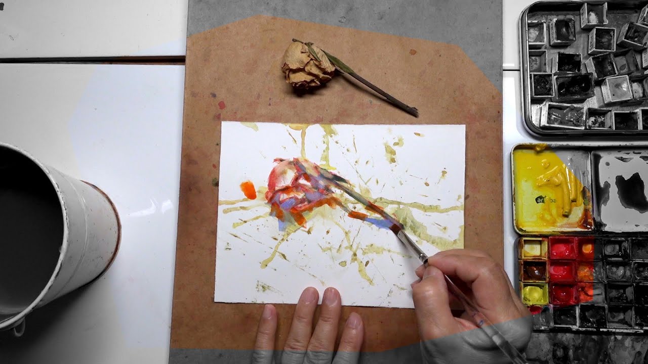 PROCESS: Daily Rose Watercolour Painting DAY 3830 (20260201SUN)