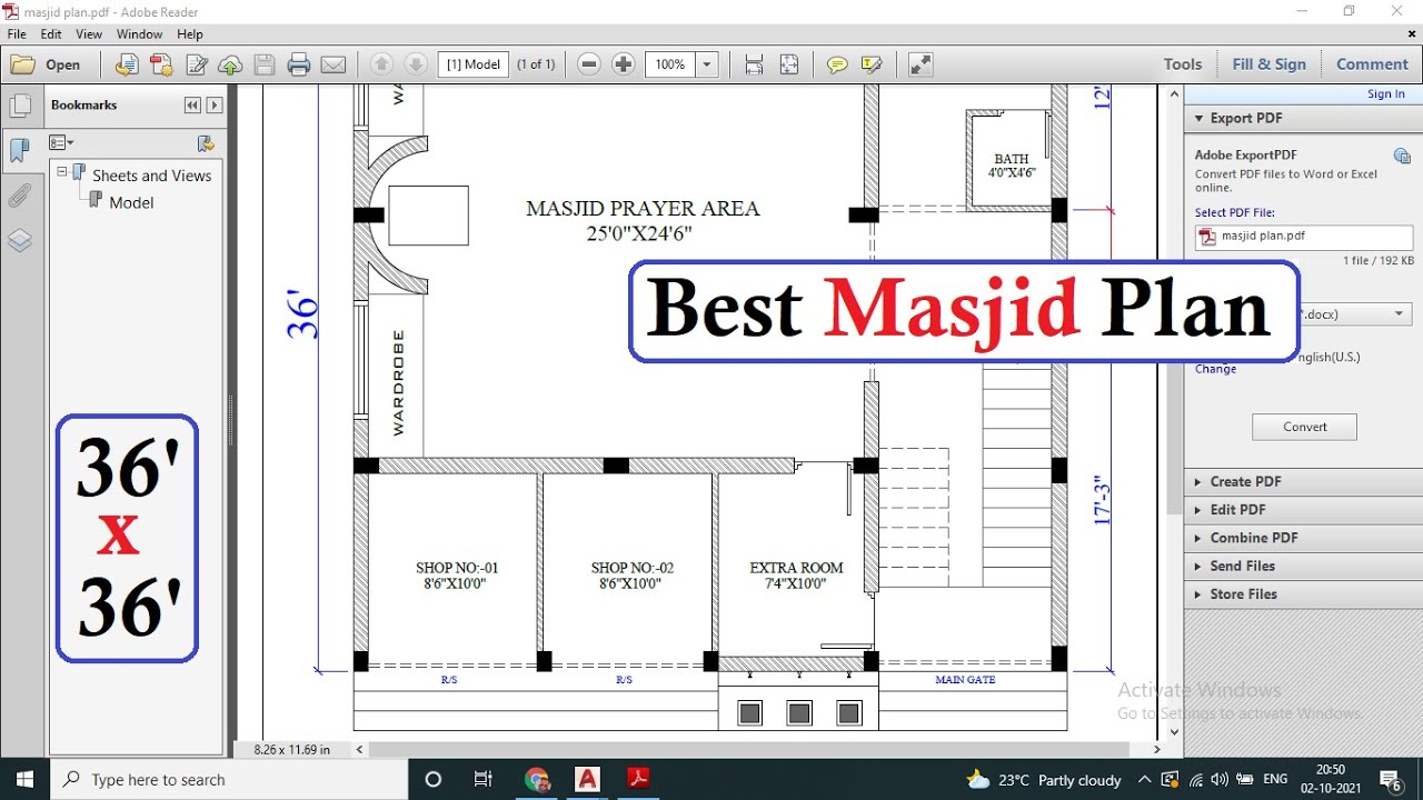 36'x36' Masjid Plan