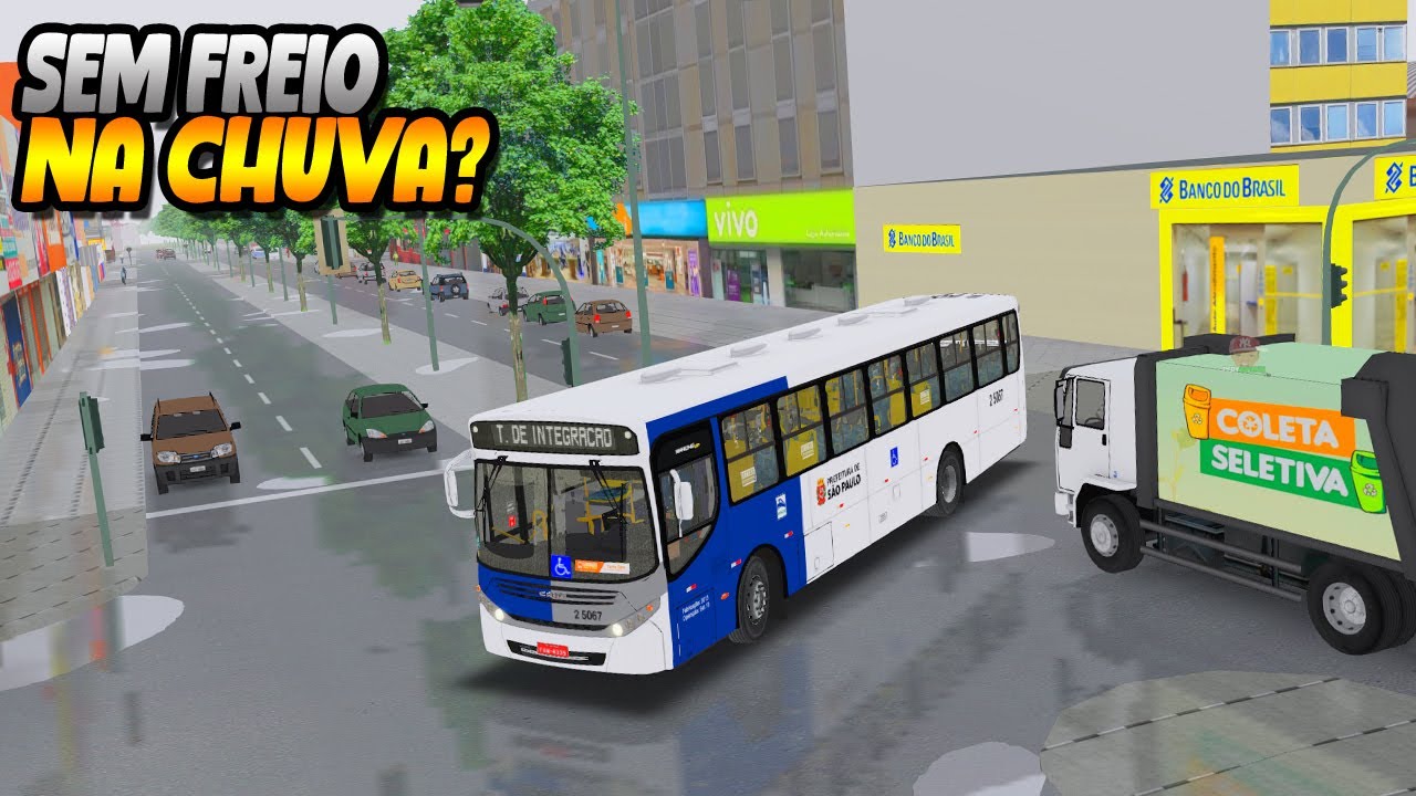 ONIBUS COM FREIO RUIM NA CHUVA VIDA DE COBRADOR EP125 - OMSI 2
