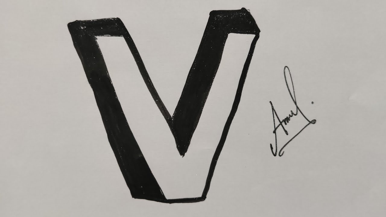 3d Drawing Letter V  | How To Draw Capital Alphabet Lettering V Easy Simple For Beginners