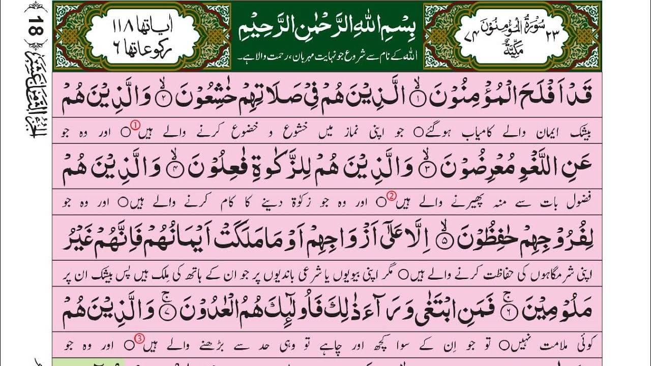 سورۃ المؤمنون محمد (23) مکمل اردو ترجمہ | Surah Al-Mu’minun  Muhammad ( Quran )Full Urdu Translation