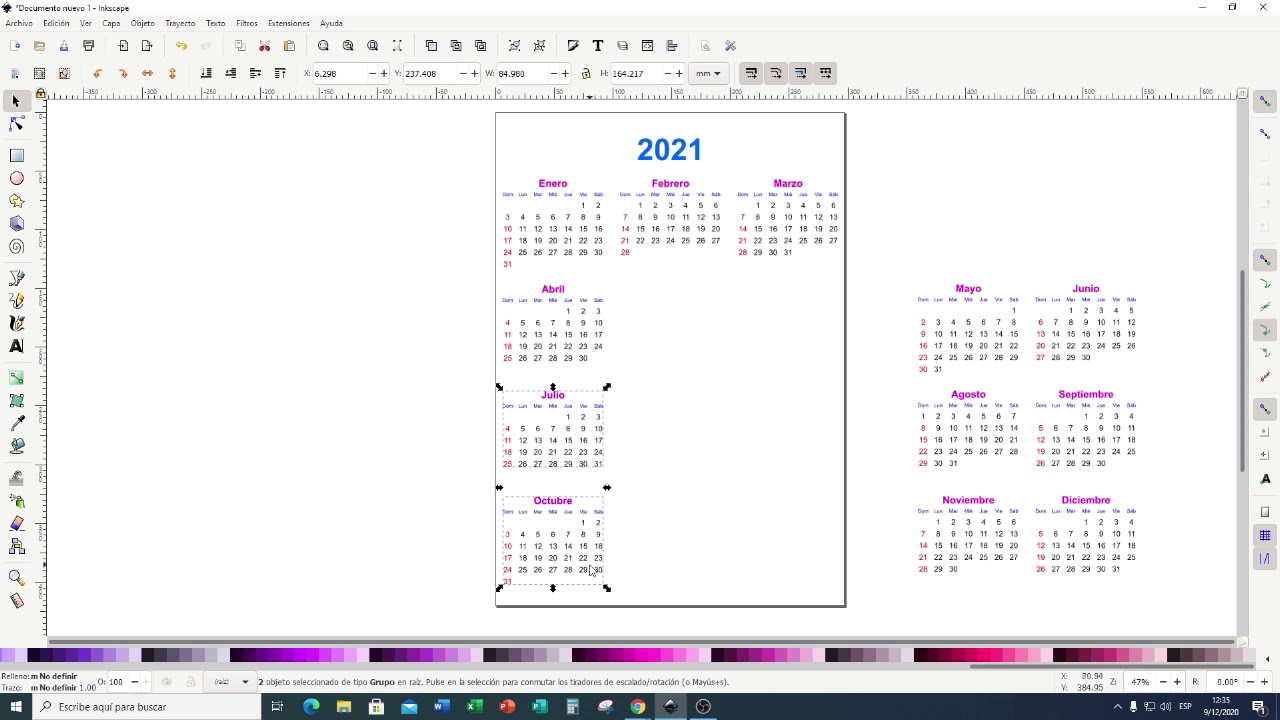 INKSCAPE - Creación de Calendarios