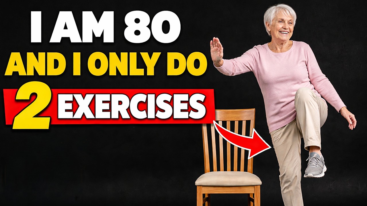 Home workout chair exercises for seniors over 80 to improve balance, joint & knee pain