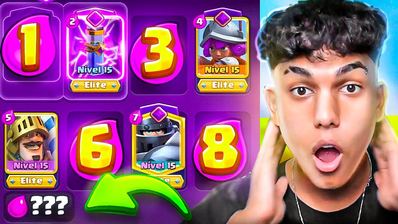CRIEI UM DECK COM CARTAS EM *ELIXIR CRESCENTE* NO CLASH ROYALE!