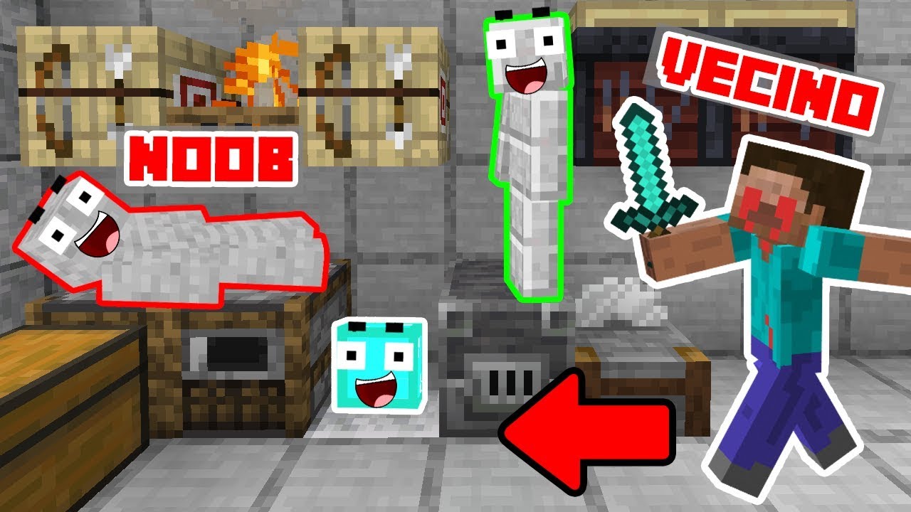 MINECRAFT TROLLEANDO CON TODAS LAS SKIN NOOB 😂 ESCONDITES EN CASA DEL VECINO SERVIDOR 💎
