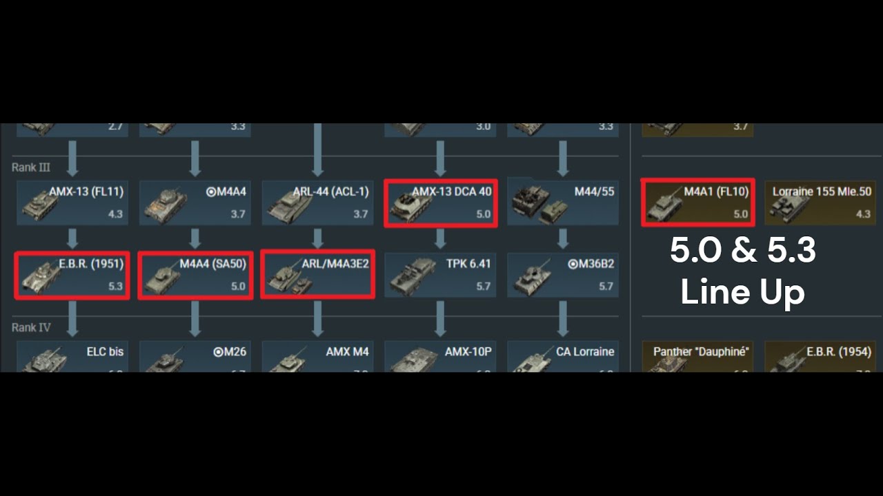 5.0 & 5.3 French Tank Line Up | (SA50)/AMX(DCA)/M4(FL10)/E.B.R./ARL44