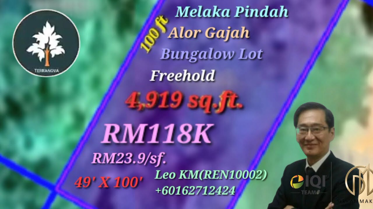 Vacant Bungalow Land (4,919 sf.) for Sale @RM118K at Mukim Melaka Pindah, Alor Gajah.