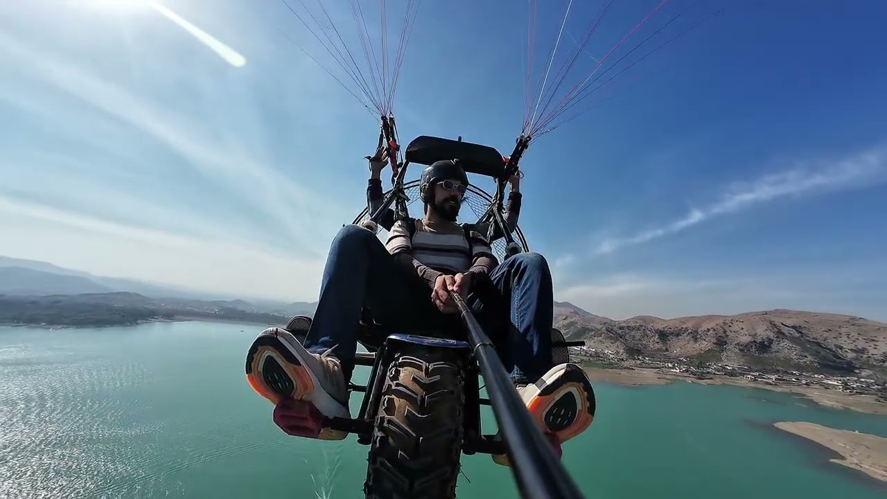 Paramotor aerial ride with amazing natural view