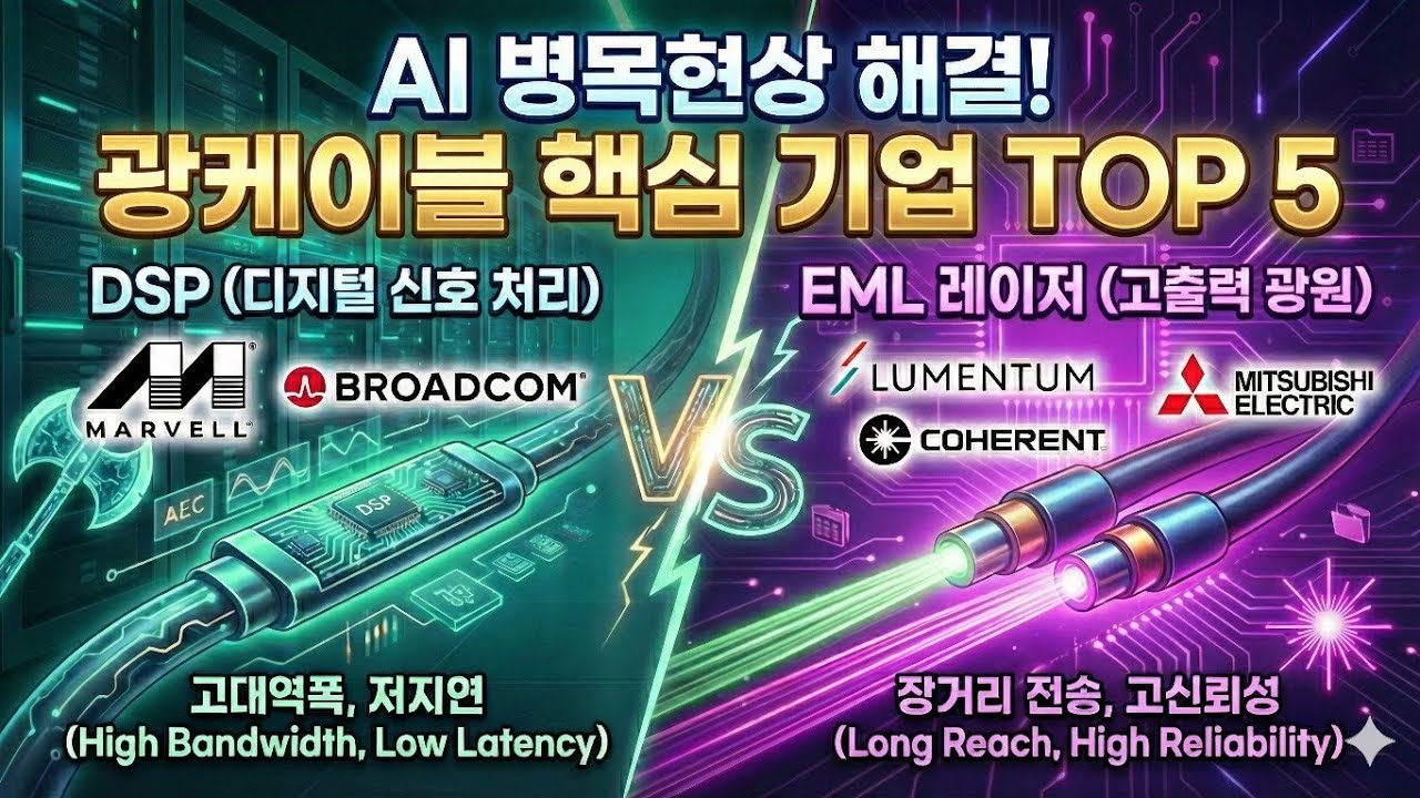 AI 병목현상 해결할 광케이블 핵심 기업 TOP 5 (feat. 마벨, 브로드컴, 루멘텀, 코히런트, 미쓰비시 전기) [4화]