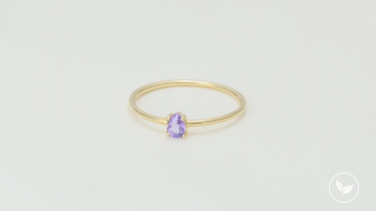 Petite Pear Amethyst Ring