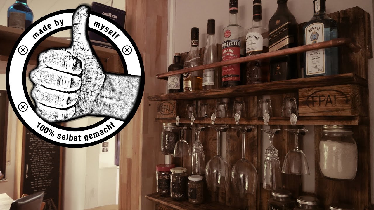 Palettenmöbel Regal Küchenregal Palettenregal Weinregal selber bauen Wine Rack Europalette (ENG SUB)