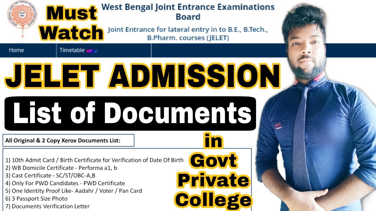 JELET 2020 Documents List For Admission in Govt & Private College | List of Documents For Admission.