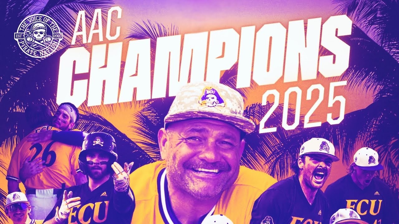 ECU Baseball wins the 2025 AAC Championship - Coach Cliff Godwin, Braden Burress, Ryley Johnson