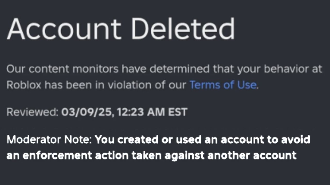 getting falsely terminated off roblox (enforcement ban)