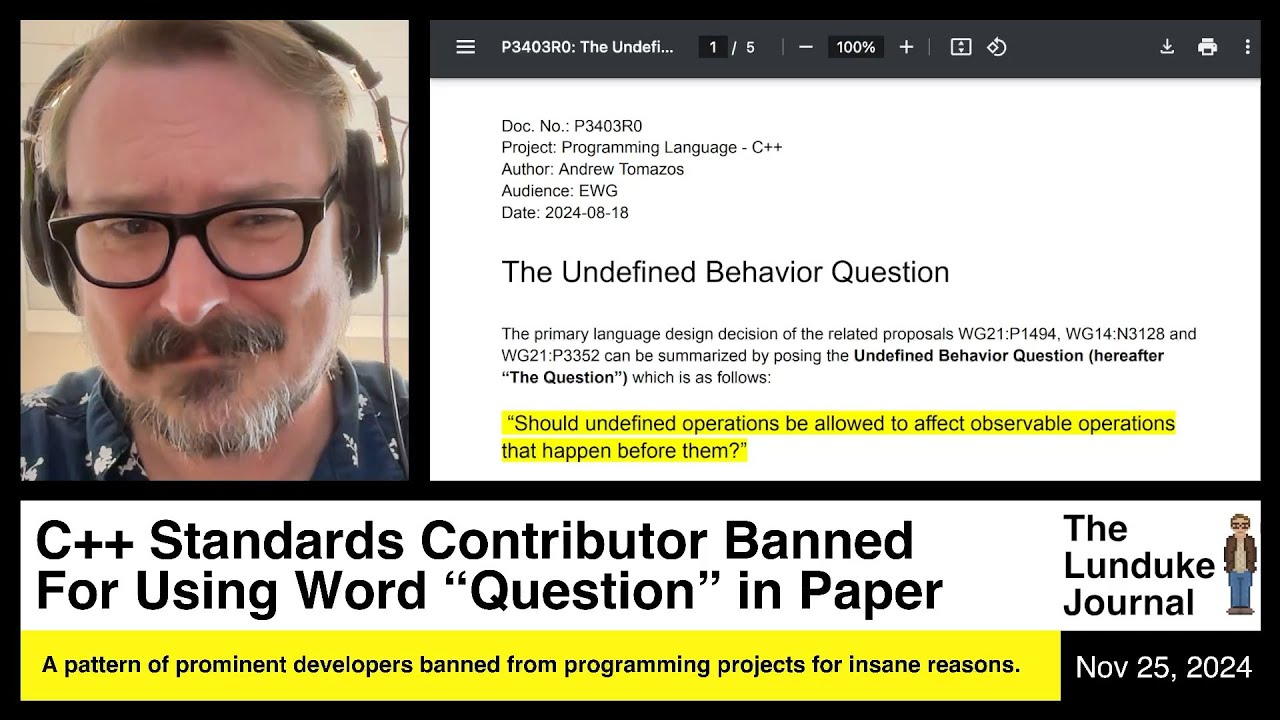 C++ Standards Contributor Banned For Using Word 