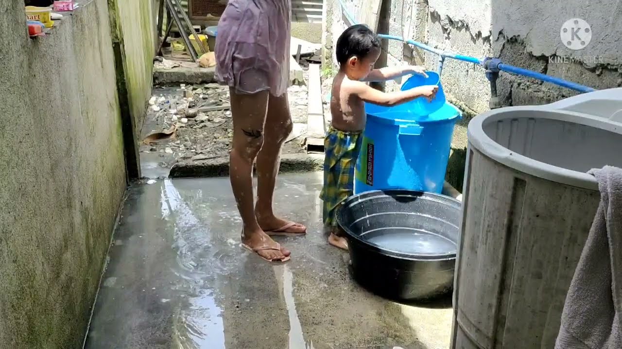 Taking a bath with my baby Khalib