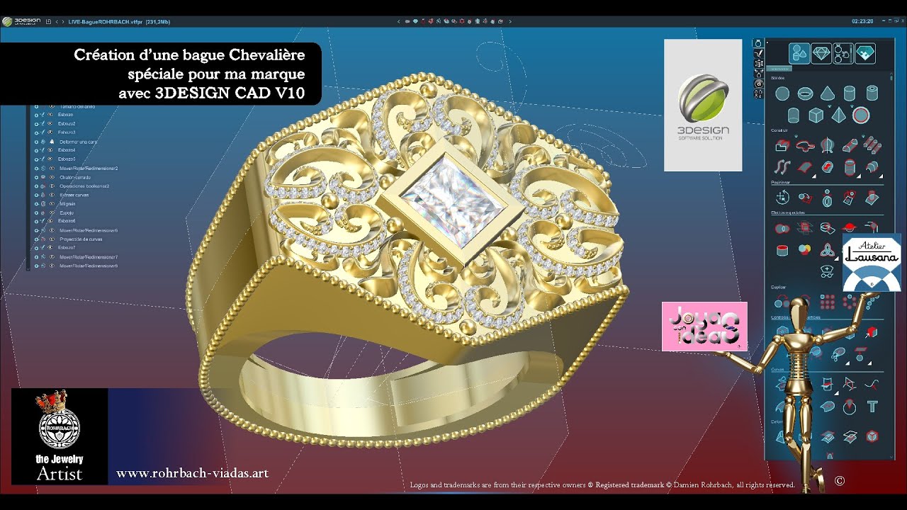 Création de bijoux: Bague Chevalière spéciale avec Damien Rohrbach et 3DESIGN CAD V10