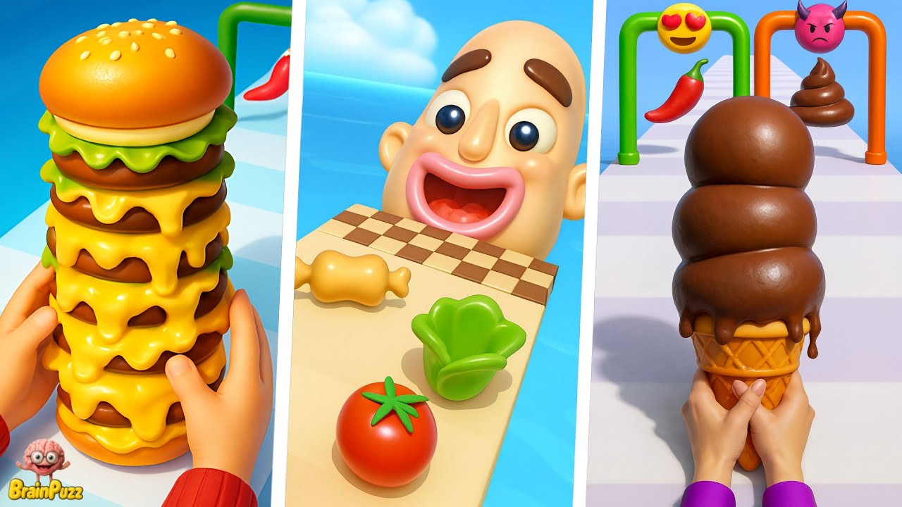 Ice Cream Stack Runner 🆚 Sandwich Runner 🆚 Burger Master EP 5 — все уровни, увлекательный геймплей