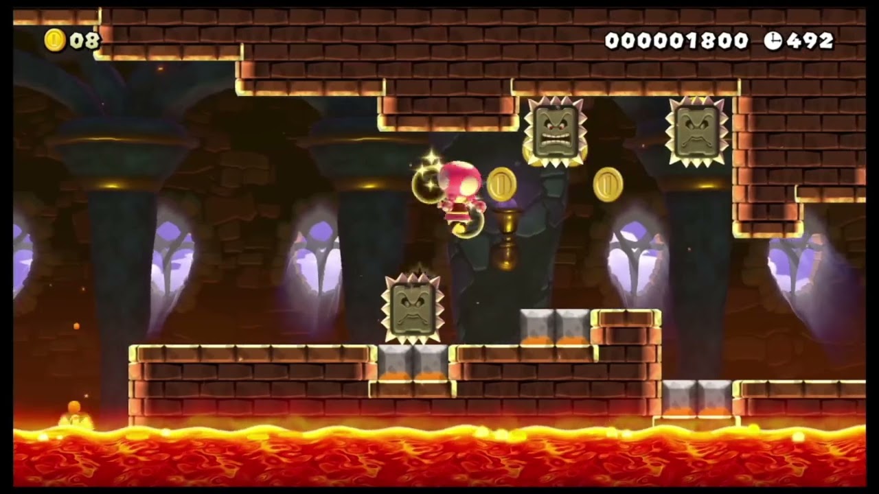 噴き上げる灼熱の炎と降り注ぐ無数の岩 by kent(・∀・)【Super Mario Maker 2】
