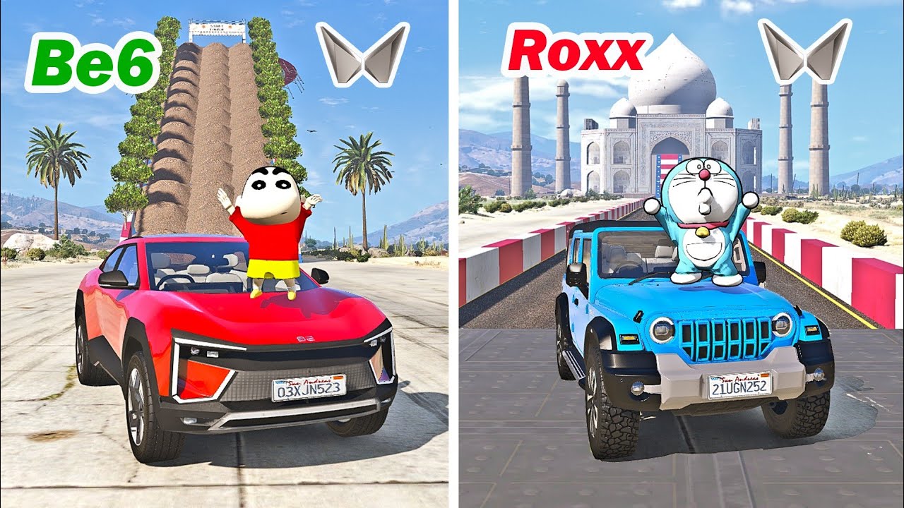 gta 5 mahindra be6 vs thar roxx telugu | gta 5 be6 off road | gta 5 in telugu