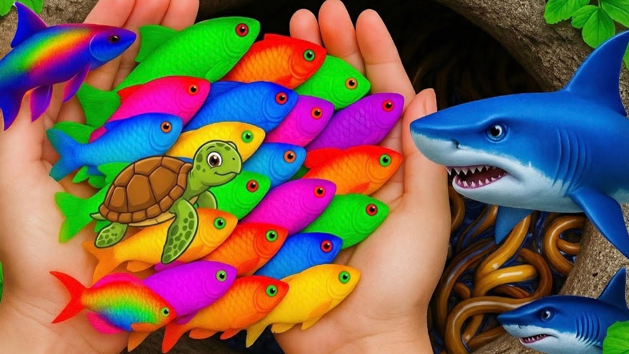Catching Beautiful Color Fish, Turtle & Crab in the Wild Pond!