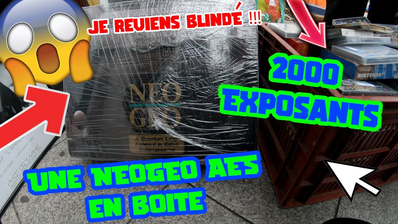 2000 EXPOSANTS EN BROCANTE UNE NEOGEO AES EN BOITE PLEIN DE JEUX VIDEO UNE GBA A 10€  JOUET VINTAGE