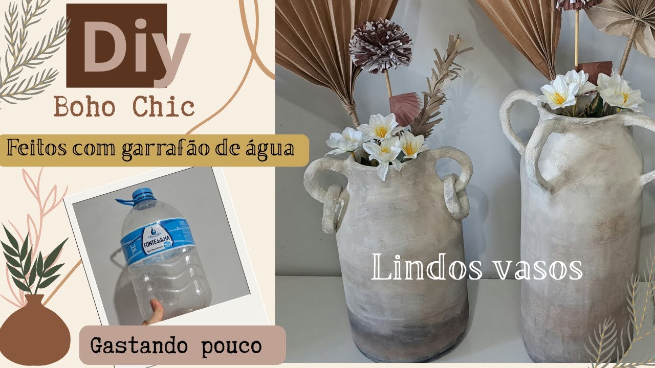 Diy/vem ver como fazer lindos vasos feitos com garrafão de água!! No estilo Boho chic!!