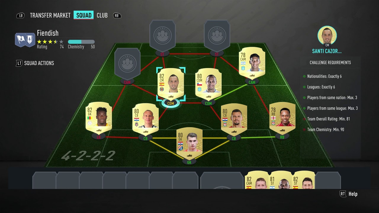 FUT 20 - SBC - Advanced - League and Nation Hybrids - Fiendish - No loyalty