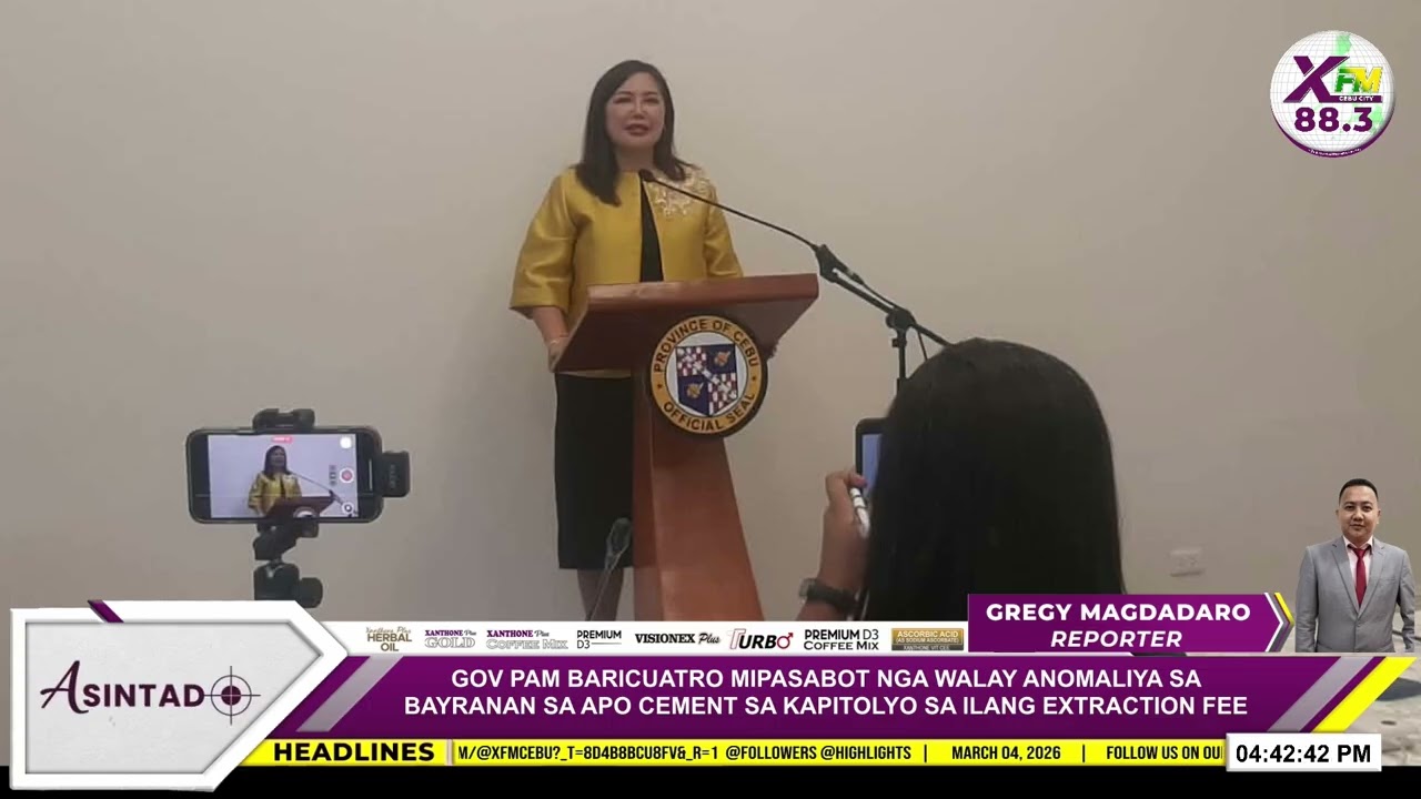 GOV PAM MIPASABOT NGA WALAY ANOMALIYA SA BAYRANAN SA APO CEMENT SA KAPITOLYO SA ILANG EXTRACTION FEE