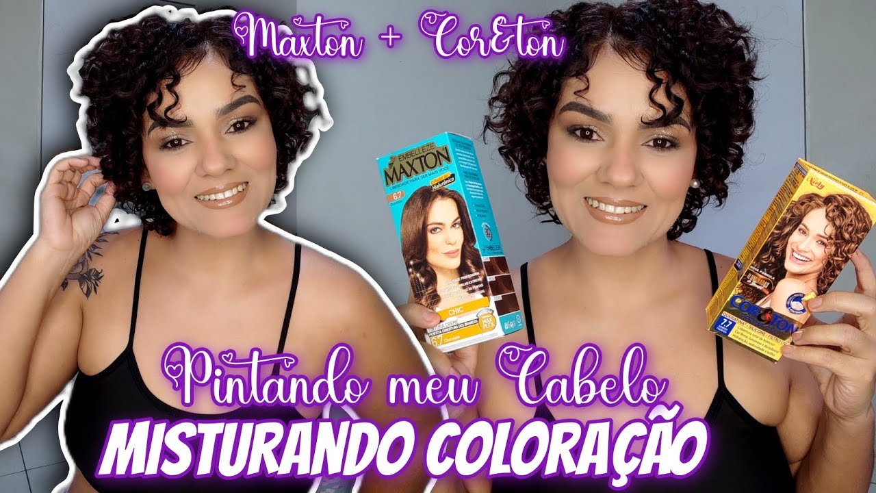 MISTURANDO COLORAÇÃO - PINTEI MEU CABELO COM MAXTON 6.7 CHOCOLATE + COR&TON 7.7 MARROM DOURADO