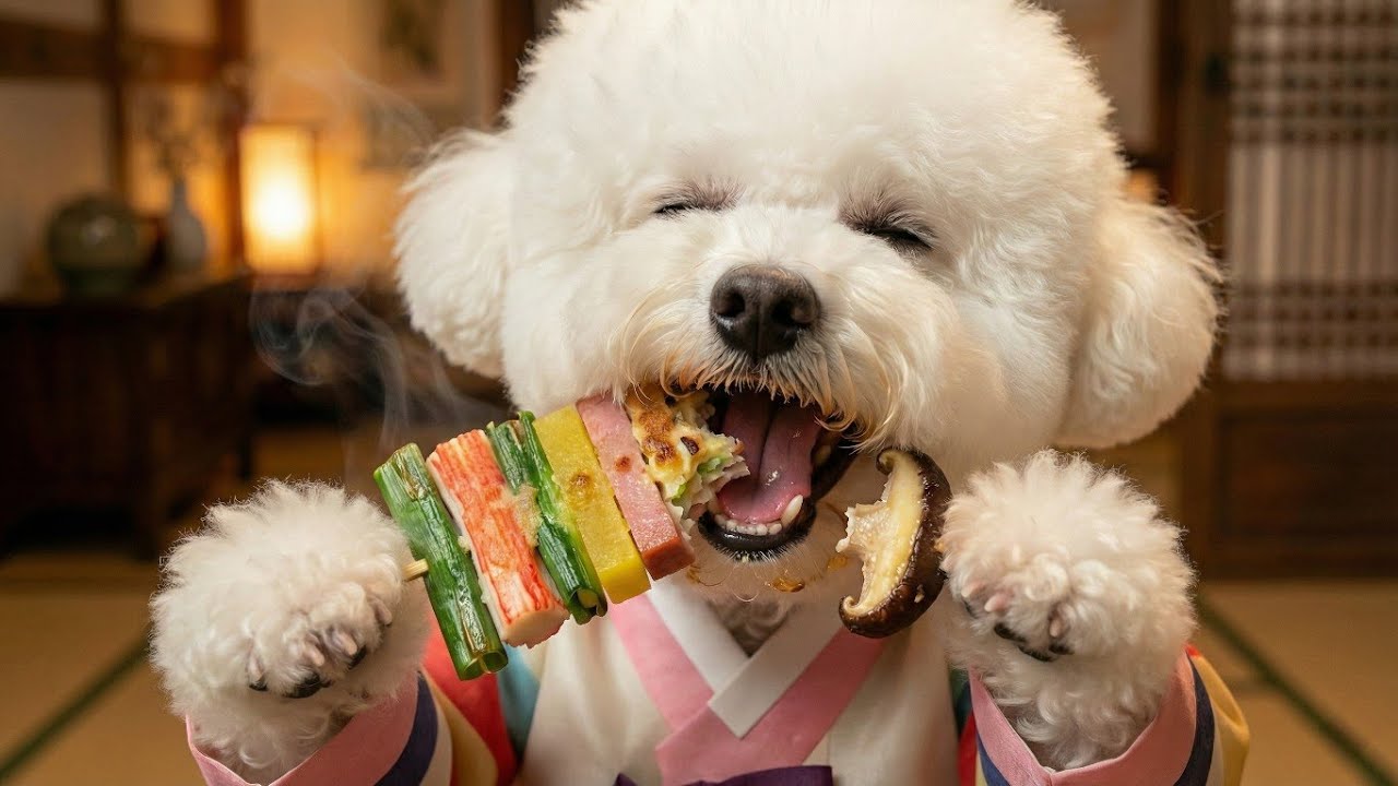 설날 모둠전 강아지먹방ㅣ먹방asmrㅣ힐링먹방