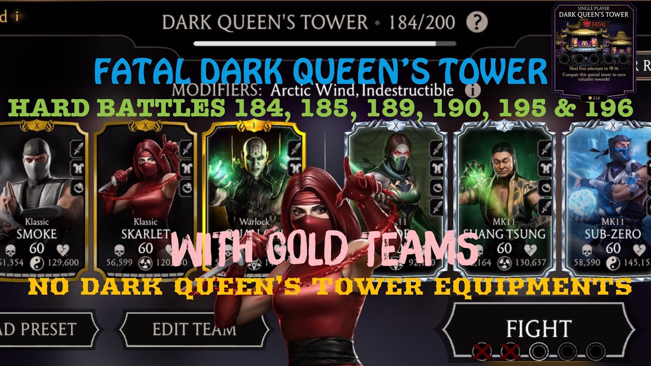 Fatal Dark Queen’s Tower Hard Battles 184, 185, 189, 190, 195 & 196| With Klassic Skarlet 🩸