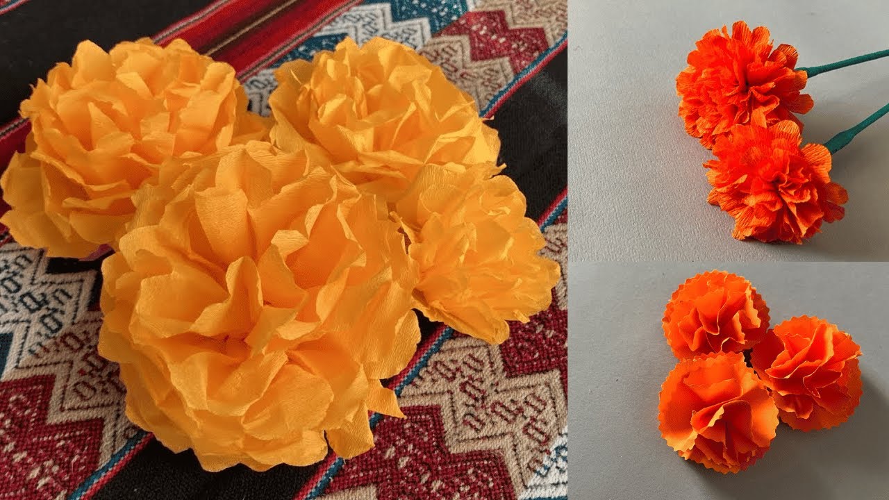 3 formas de hacer FLORES DE CEMPASÚCHIL de PAPEL! | FACILES | FLORES DE PAPEL | FaceCraft ✂️
