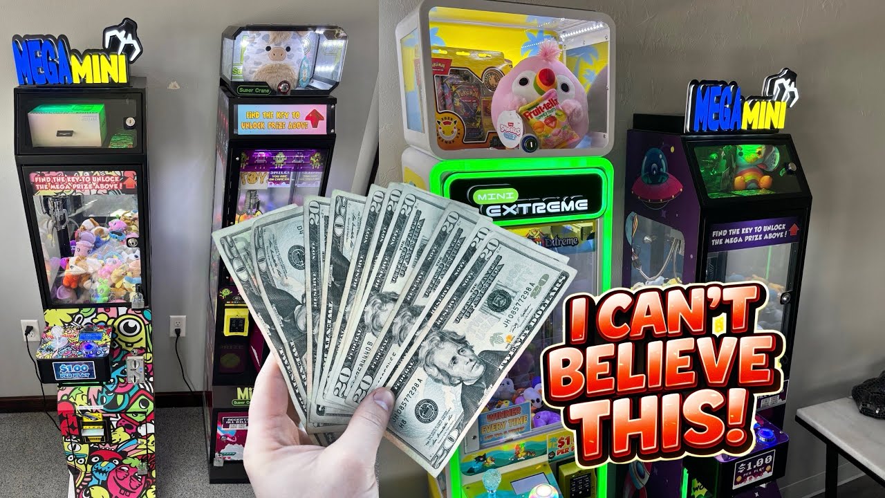 Улов пластинок! Собираем ДЕНЬГИ из 4 игровых автоматов с клешнёй! 💰