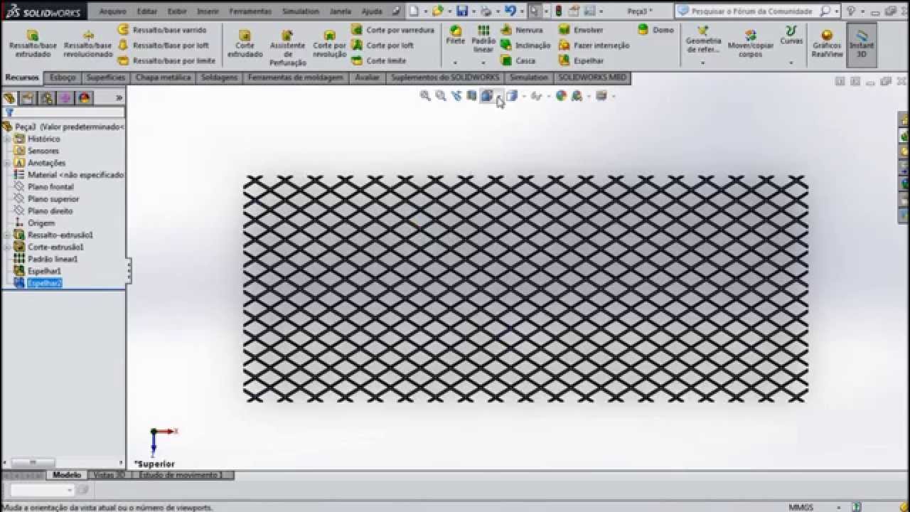 Aula 124 - Criando Chapa Expandida para piso Estrutura Metálica - Solidworks - Marcelo Pereira