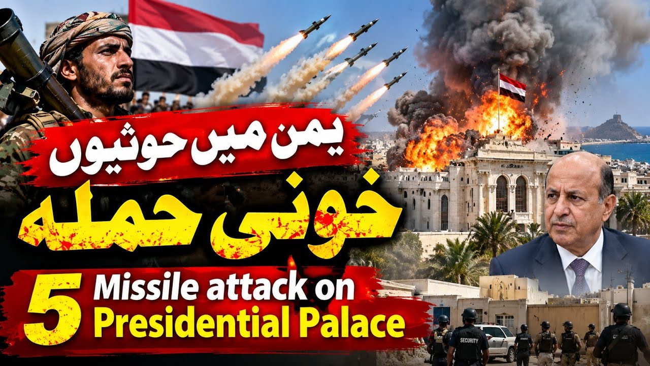 Yemen | Houthi Missile Attack on Presidential Palace | PM & Cabinet Survive | 2 Guards Killed 