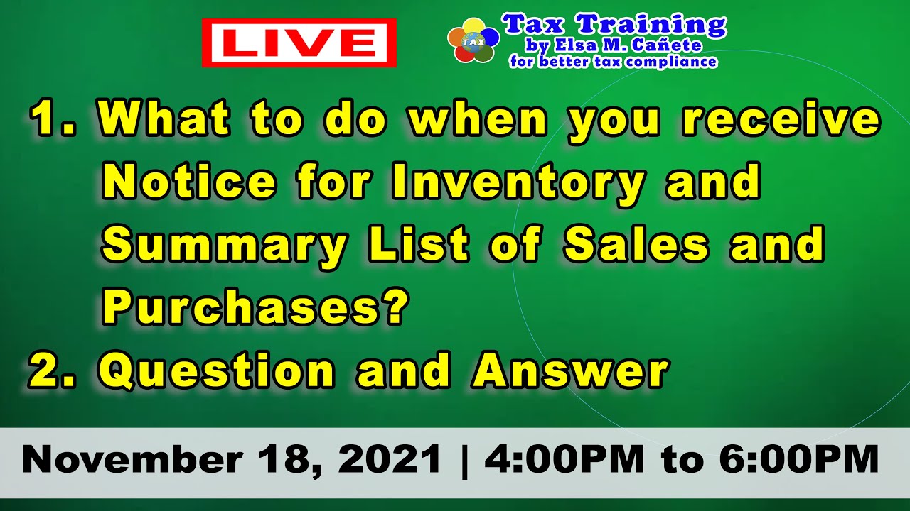 What to do when you receive Notice for Inventory and Summary List of Sales and Purchases?