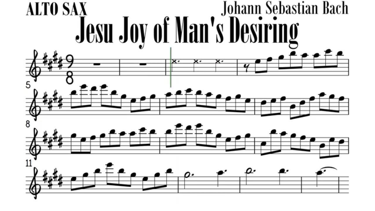 Jesu Joy of Man's Desiring Alto Sax Sheet Music Backing Track Play Along Partitura