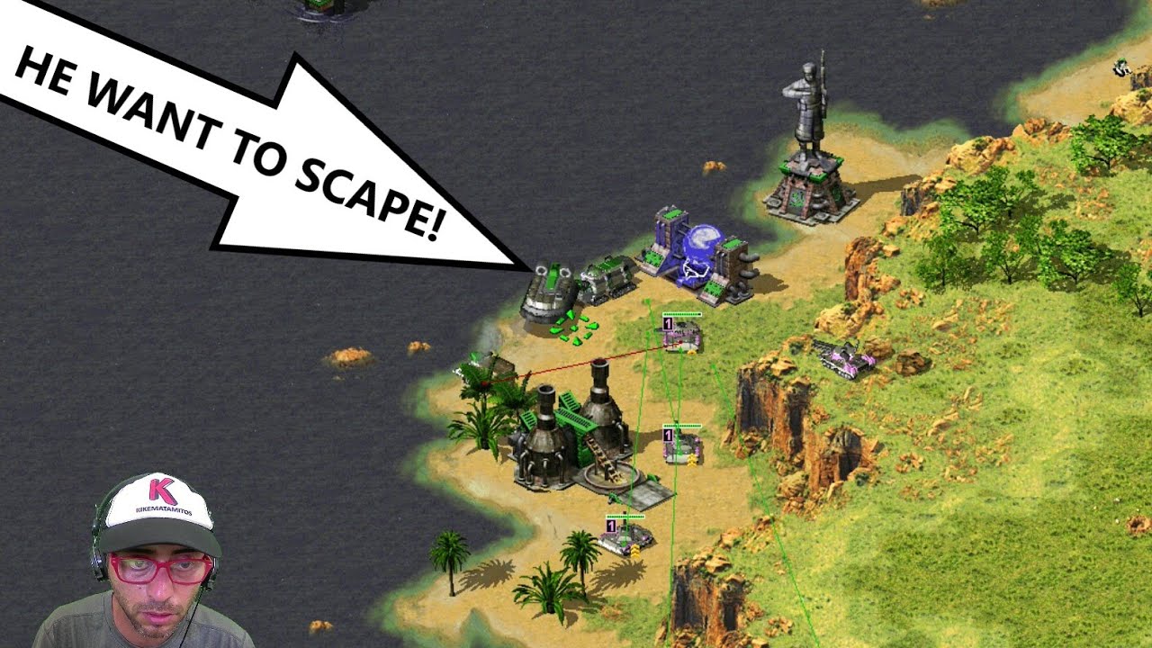 Epic 4 Players Free for All Game  in South Pacific map Online Multiplayer Red Alert 2 Gameplay
