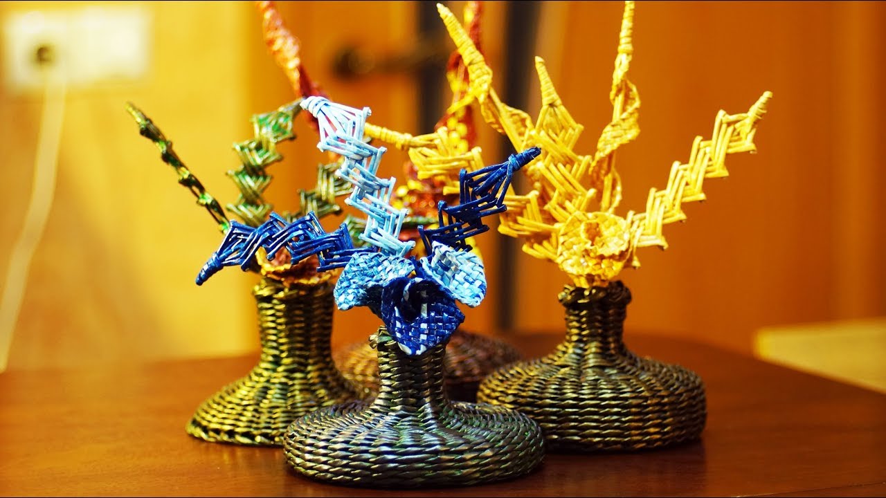 Цветочная композиция с плетёной веткой. Часть 1.