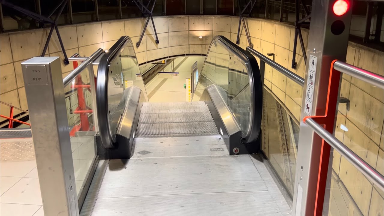 Rotterdam, Netherlands. 1x O&K KONE escalator ride at Parkweg Metro station and walk around