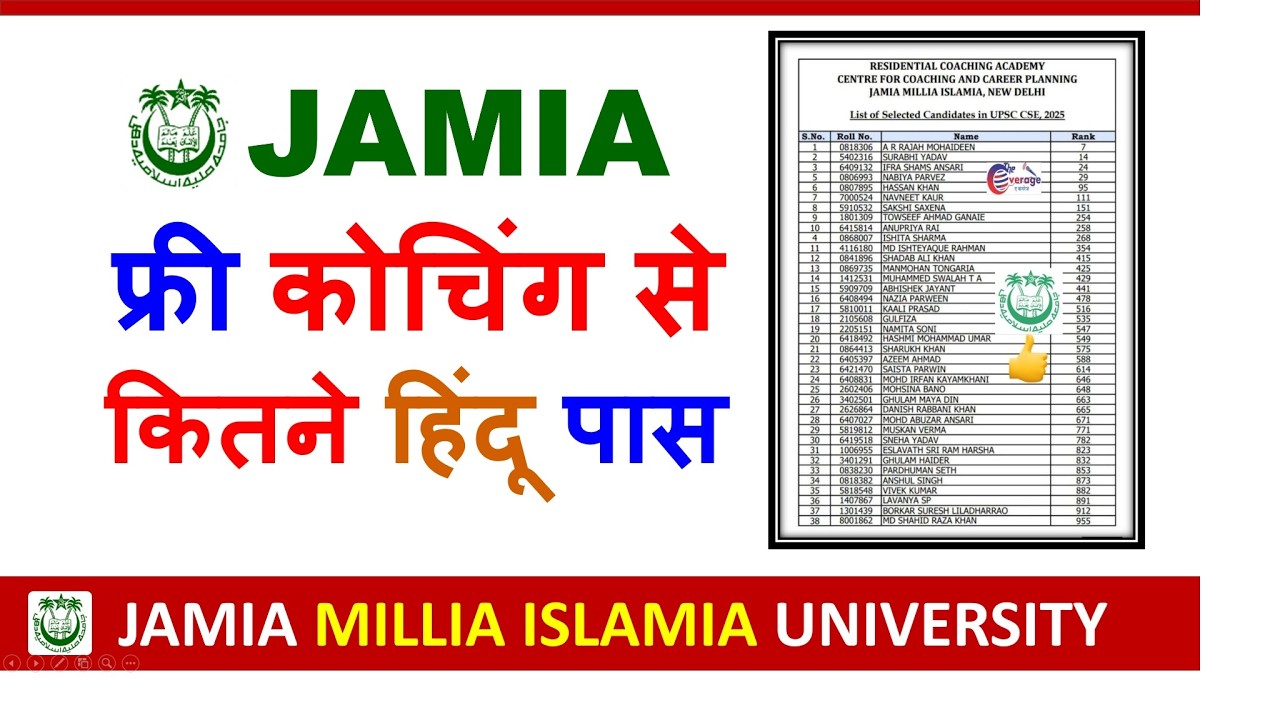 Jamia Free IAS Coaching 2026 | Jamia Free Coaching UPSC | Jamia RCA Application Form Online Kab ?