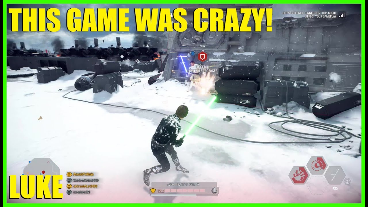 Legendary carry attempt from Luke! Crazy match! - Star Wars Battlefront 2
