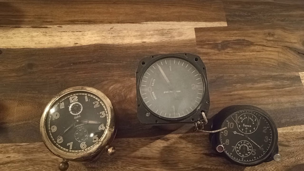 Comparison of a Alarm Clock, WW2 Altimeter and MIG Clock