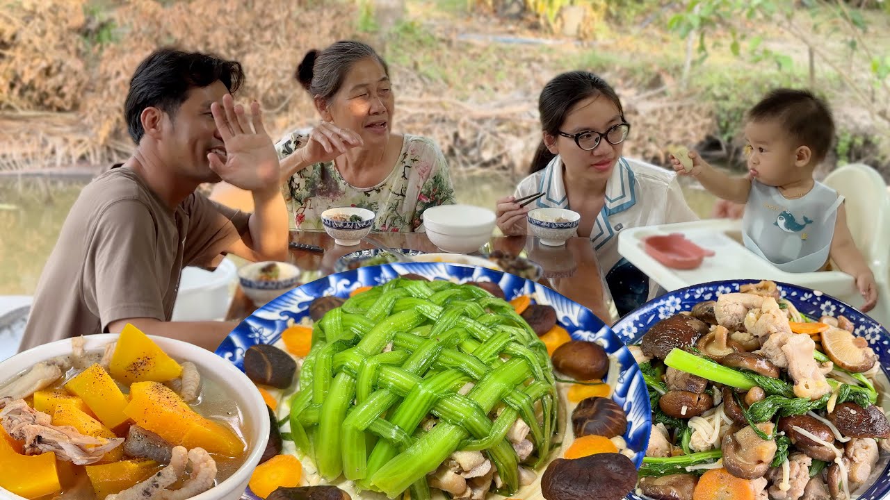 Gà Hấp Cải Bẹ Xanh Mềm Ngọt, Con Gà Làm Được 3 Món