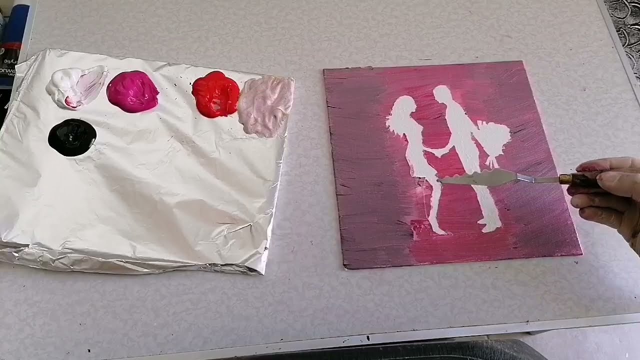 Peinture amour deux amoureux💑 #tableau de décoration ou cadeaux 🥰